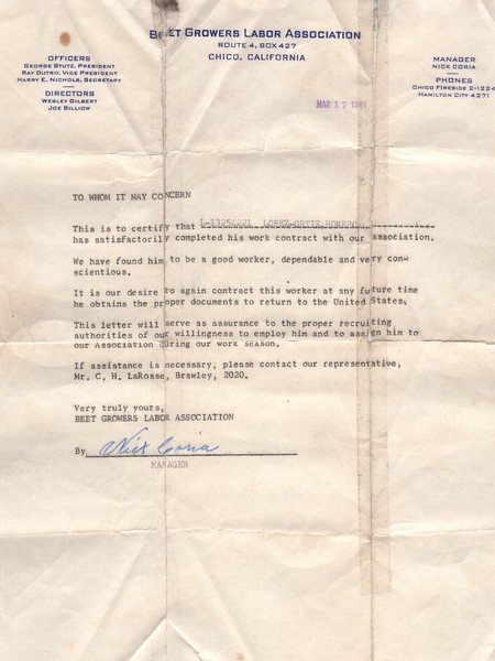 Carta recomendacion Beet Growers Assn California March 1961.jpg