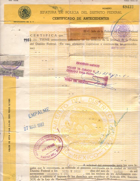 Certificado antecedentes penales, Distrito Federal, 1961.jpg
